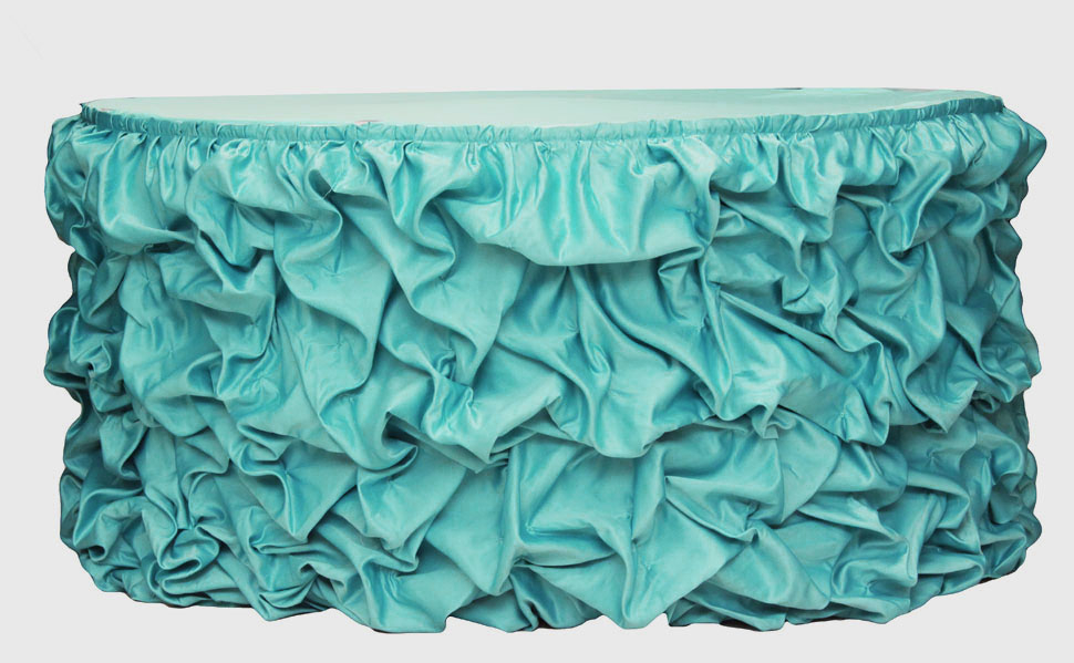 Ruffle Turquoise Table Skirt
